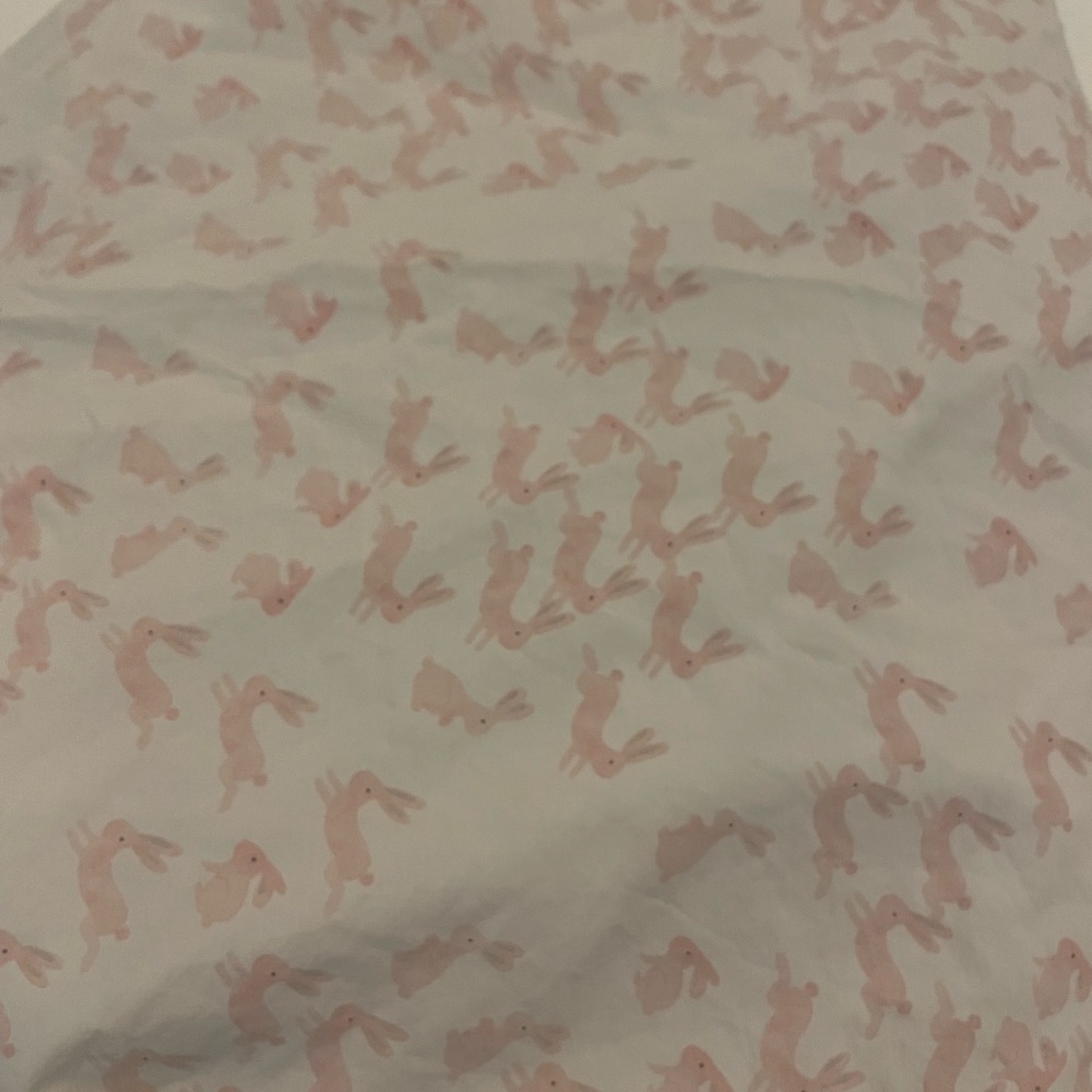 Pottery barn crib fitted sheet - pink bunnies - good used condition